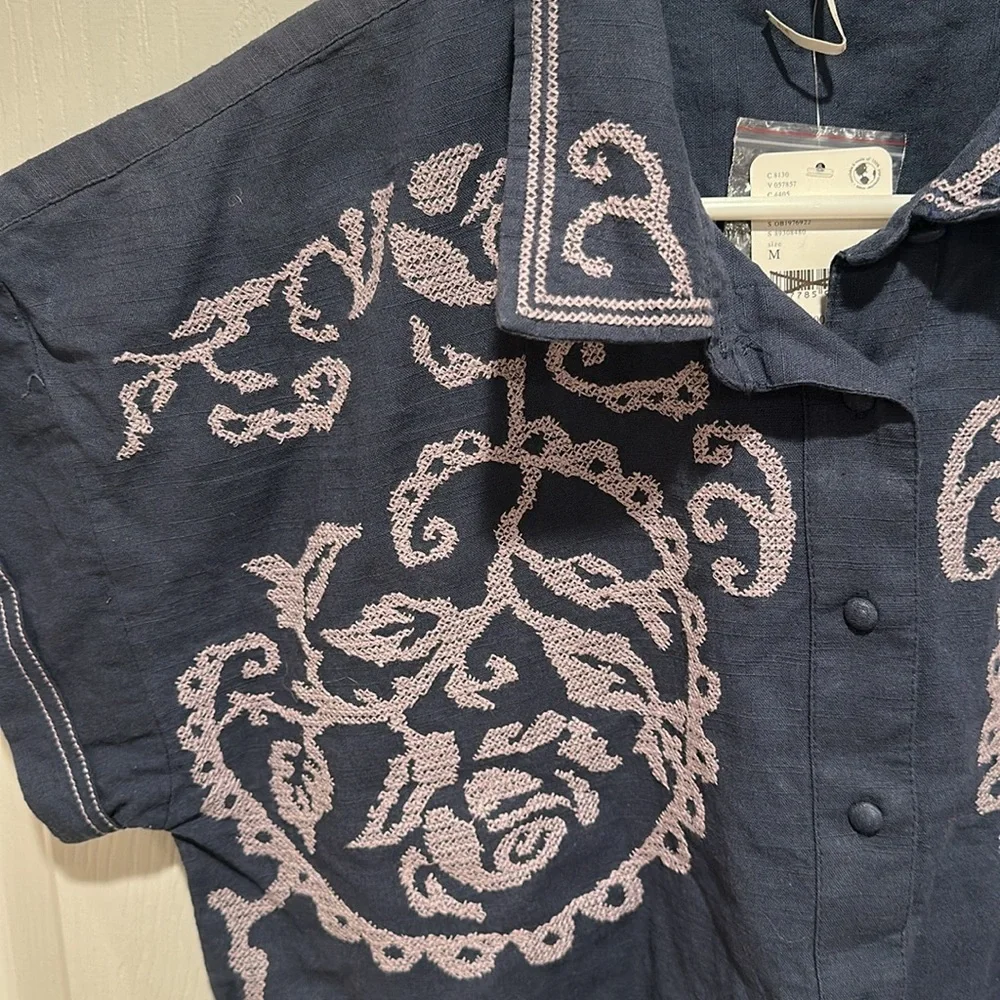 Free People Summer Love Embroidered Top